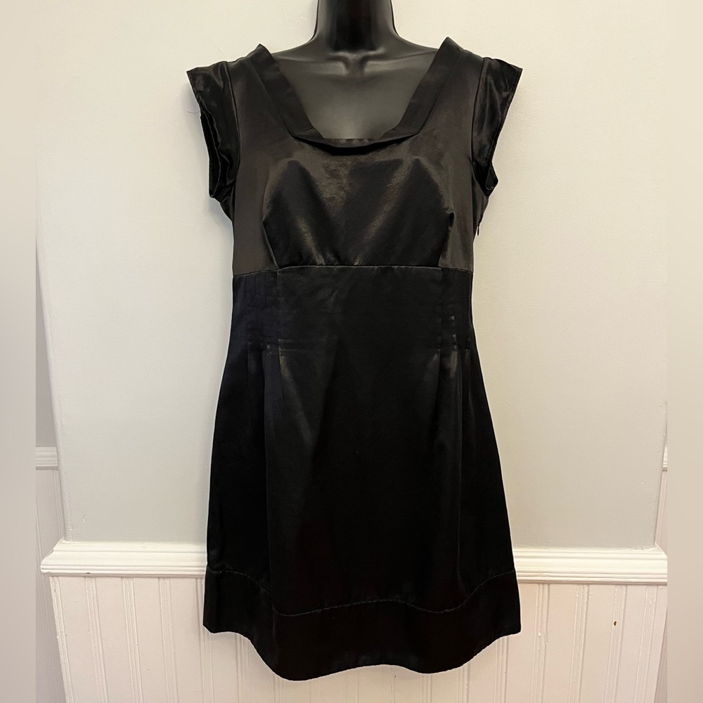 See By Chloe Black Satin Cap Sleeve Dress, Size 10